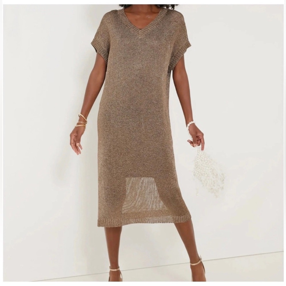 TUCKERNUCK Tuckernuck Bronze Metallic Knit Indie Dress NWT Size Medium